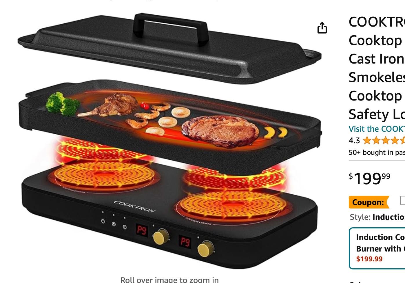 coOKTRON 1800W Induction Cooktop 2 Burner