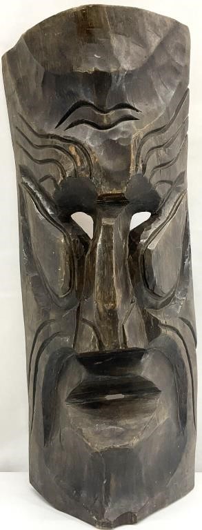 Large Tribal Carved Wood Wall Mask