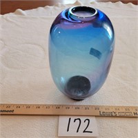 Signed Blue Bulb Vase