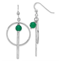 Sterling Silver Circle/Bar Green Onyx Earrings