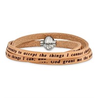 Stainless Steel Serenity Prayer Leather Wrap
