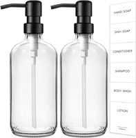 GMISUN Glass Soap Dispenser with Pump  2 Pack Clea