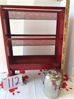 Red Metal 3 Shelves; Coleman Coffee Pot