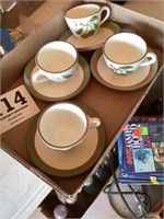 Hand painted strangle cups and saucers