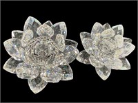 2 Sizes Swarovski Crystal Lotus Candle Holders
