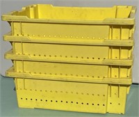 (4) 7/8 bushel yellow poly picking containers