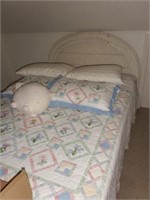 Lot # 287 - White wicker double bed with