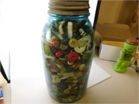LARGE JAR OF BUTTONS 9" TALL