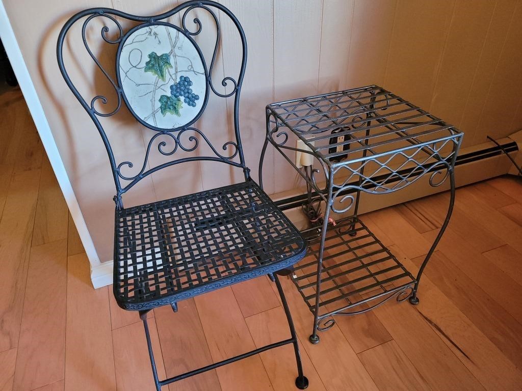 Metal side table and metal chair