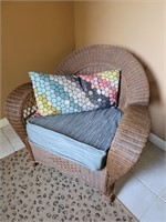 Wicker chair and one pillow