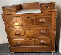Antique Solid Wood Dresser W/ Marble Top