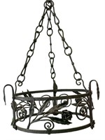 French 1930's Iron Double Band Light with Flowers