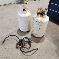 2- 22"h Empty Propane Tanks w regulator