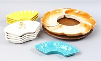 Pottery Lazy Susan Pieces & One Tray