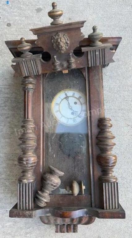 Antique Vienna  Regulator Wall Clock to Restore,