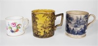 Three various antique ceramic mugs