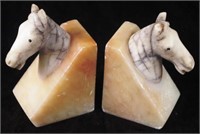 Pair of alabaster horse bookends