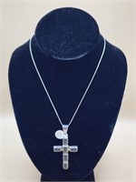 Silver 925 Black Onyx Cross Necklace