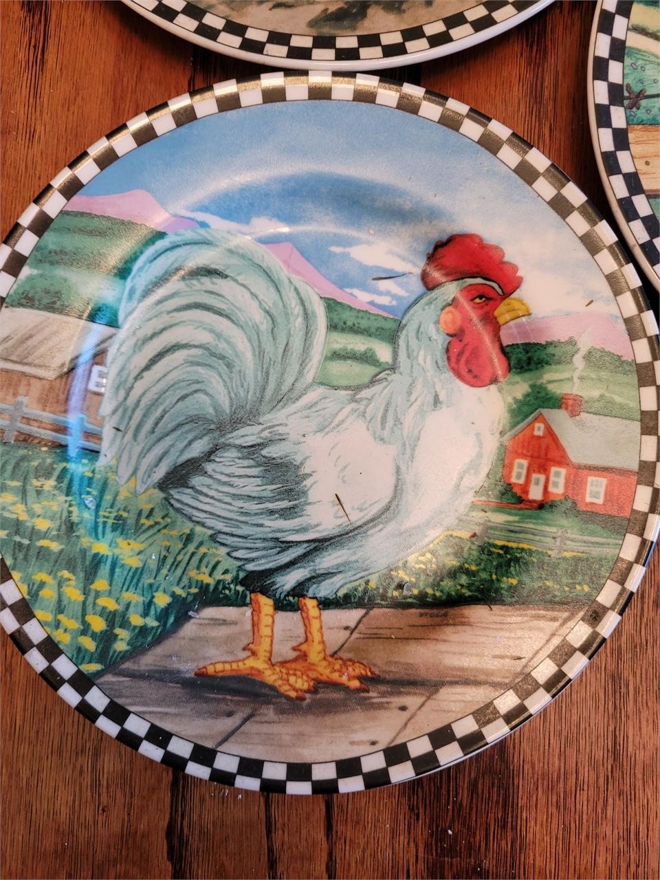 3 Vintage Hanging Chicken Plates Farmhouse Decor