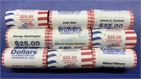 Uncirculated rolls of presidential dollars