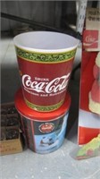 COCA COLA TIN AND WASTE CAN