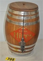 Vtg "Drink Hires" barrel soda dispenser 27"T x 16"