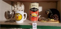 Bear candle holder, vintage tin, Lucy mug,