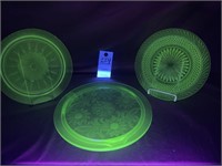 VTG Uranium Depression Glass Plates & Cake Platter