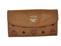 Cognac Leather Half-Flap Long Wallet