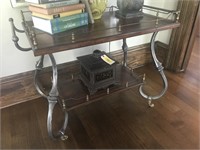 ARISTICA TWO TIERED IRON AND WOOD TABLE