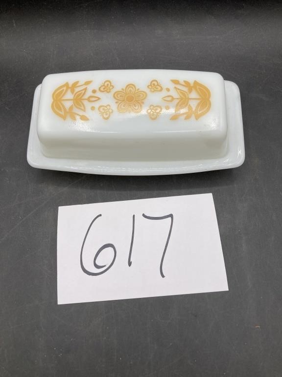 Vintage Pyrex Butterfly Gold Butter Dish