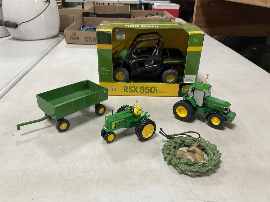 NIB 1/16 Scale John Deere Gator & Ornaments