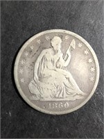 1860-O SEATED LIBERTY HALF DOLLAR