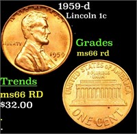 1959-d Lincoln Cent 1c Grades GEM+ Unc RD