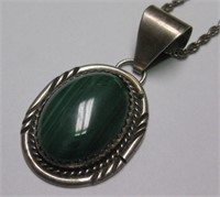 German Silver Green Stone Pendant