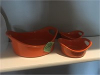 orange baking dishes