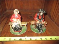 Pair of Antique Cast Iron Hand Painted Book Ends
