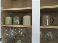 4 tan & olive green coffee mugs