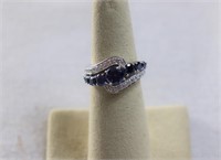 Blue and white sapphire ring