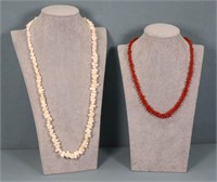 Angelskin Coral + Red Coral Necklaces