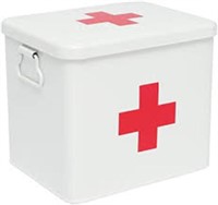 Enameled First Aid Box With Lid Red Cross