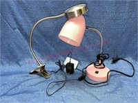 (2) LED Desk lights (1 pink - 1 clamp)