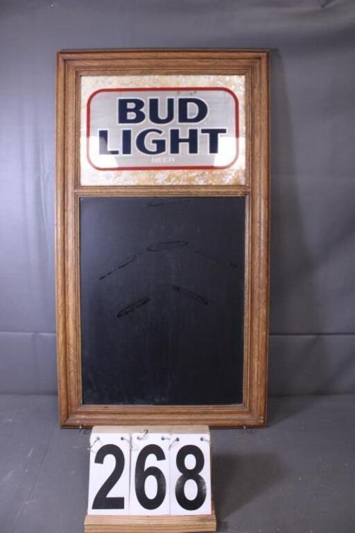 Mirrored Bud Light Sign W/ Chalk Board 31" X 17.5"