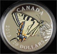 CANADA BUTTER FLY 1 OZ .9999 SILVER W BOX PAPERS