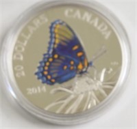 CANADA BUTTER FLY 1 OZ .9999 SILVER W BOX PAPERS