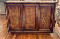Vintage Asian Cabinet with Bamboo Trim
