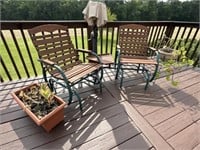 1 Piece Interlocking Patio Chairs & Table, Plants