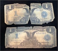 (2)1899 "Black Eagle" $1.00 US Silver Certificates