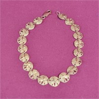 14k Gold Sanddollar Braclet 7" - 4.0g