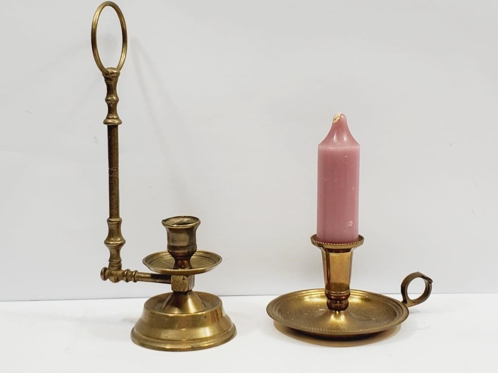 2 Interesting Brass Candle Holders